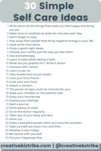 30 Simple Self Care Day Ideas - Creative Biz Tribe